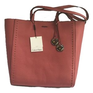 Calvin Klein Pebble Leather Studded Tote Bag